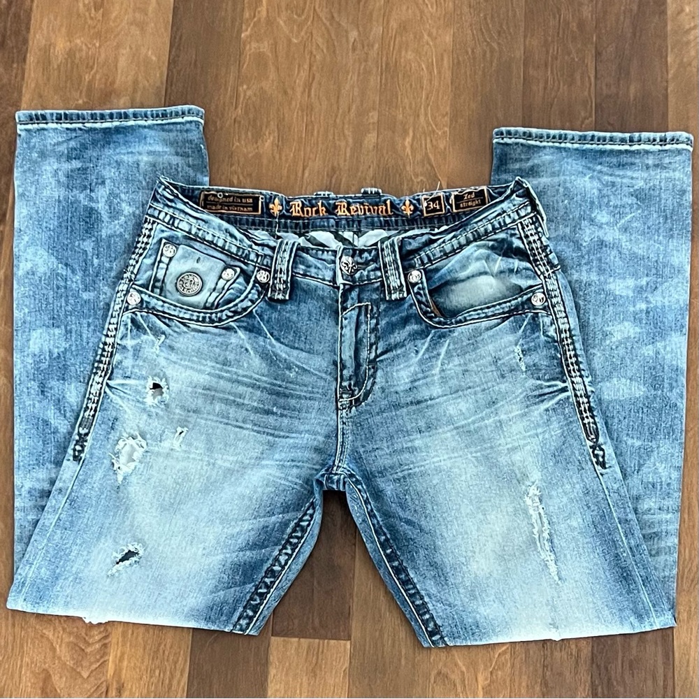 Men’s Rock Revival Zed Straight Jeans, 34X32